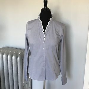 Brooks Brothers Ruffled Sz 14 Blue Shirt